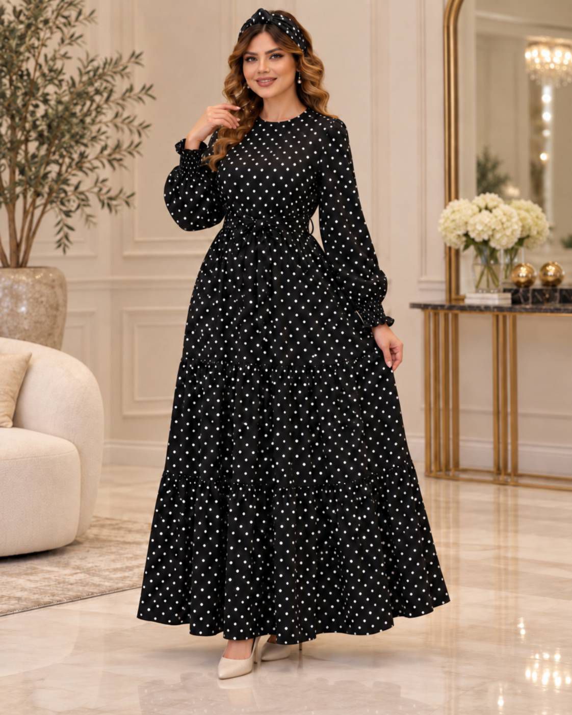 پیراهن بلند خال خالی