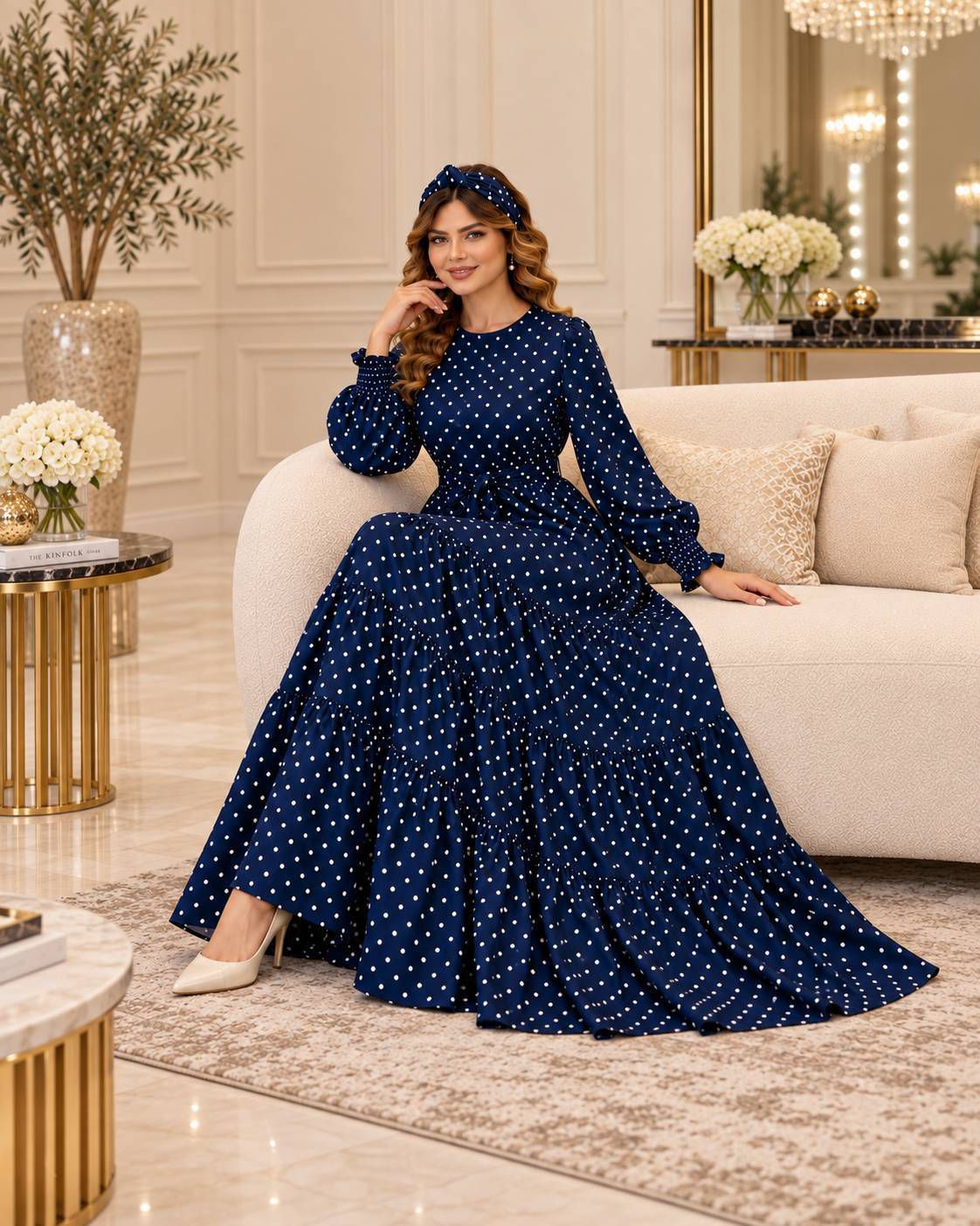 پیراهن بلند خال خالی